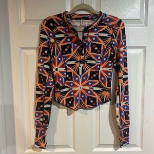 Free People Fireside Printed Henley Long Sleeve